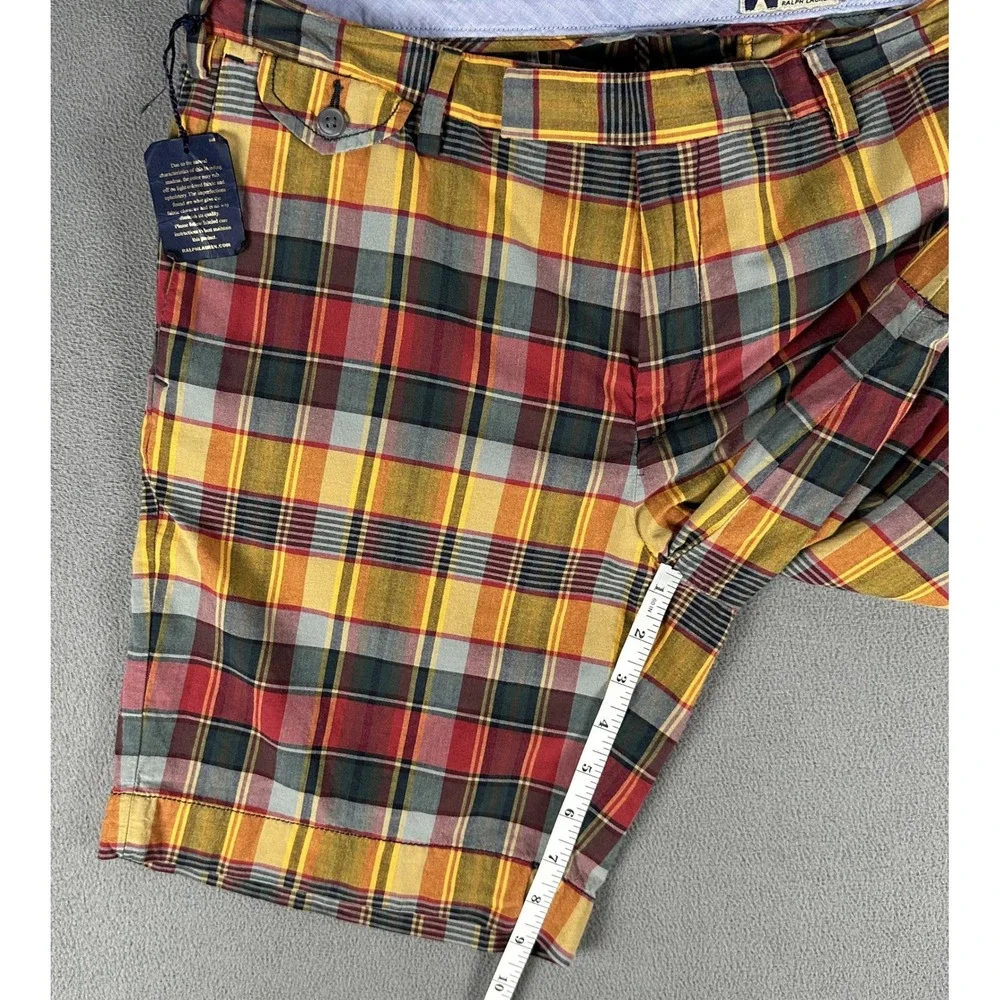 Polo Ralph Lauren Shorts Mens 34 Red Yellow Authentic Indian Madras Plaid NWOT